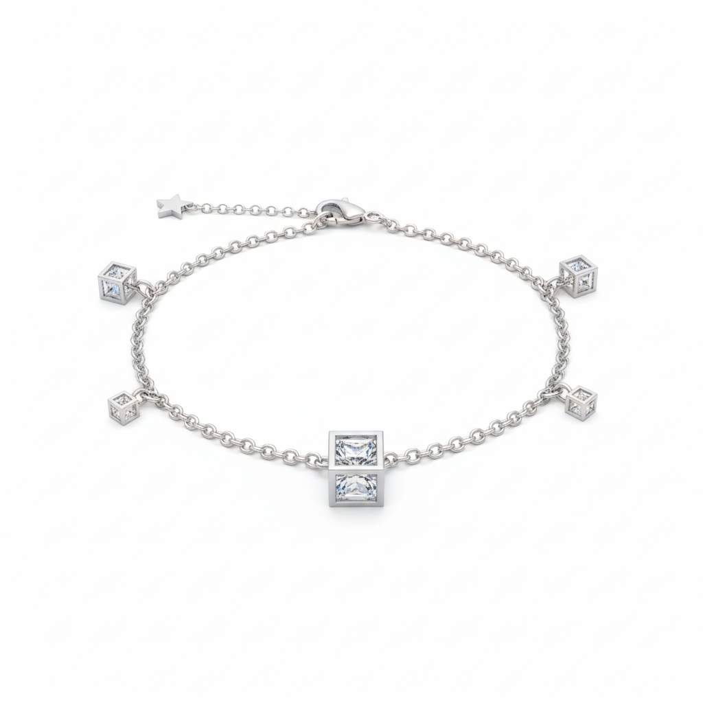 Cubical Anklet for Women on white bg - Rivansh