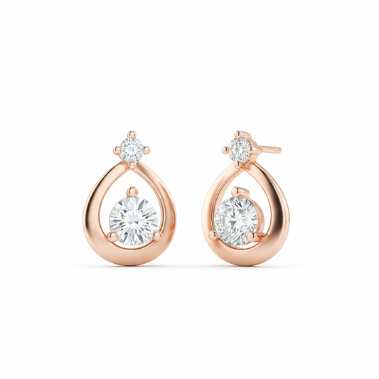 Droplet with Zircon Sterling Silver Earrings