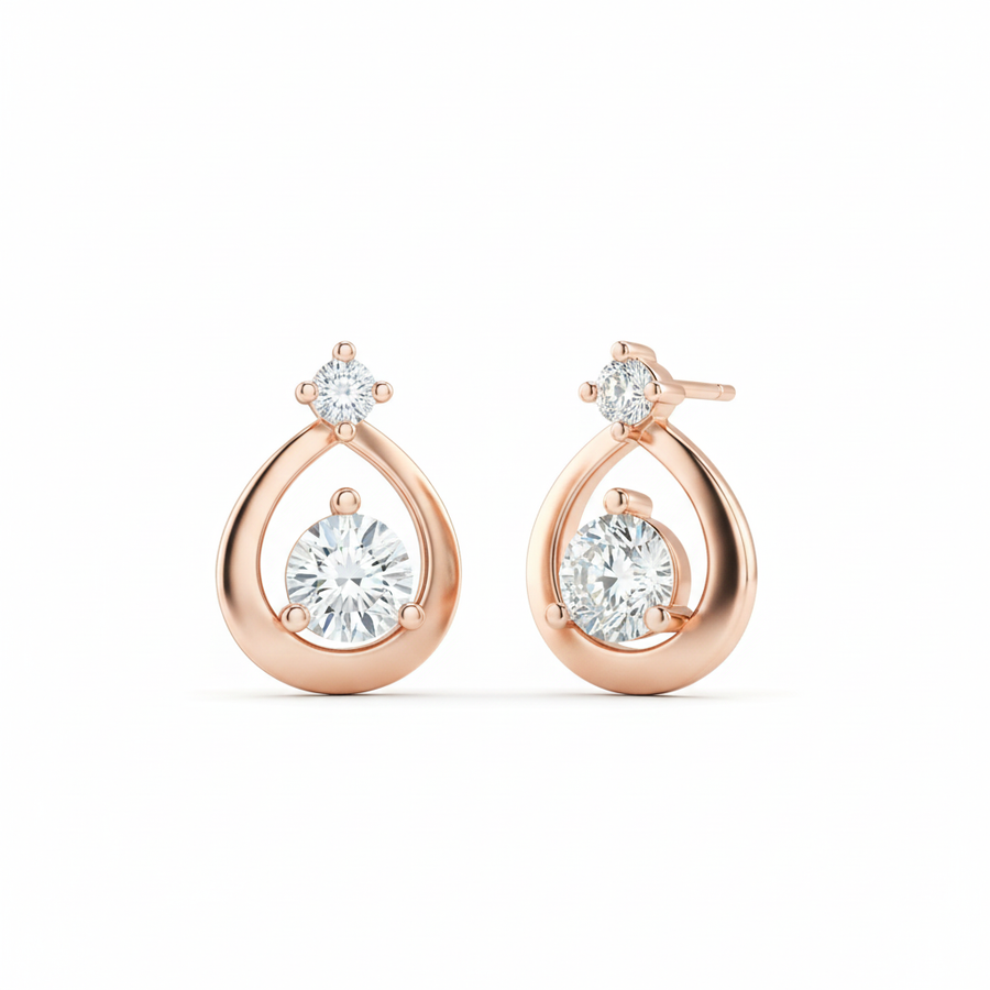 Droplet with Zircon Sterling Silver Earrings