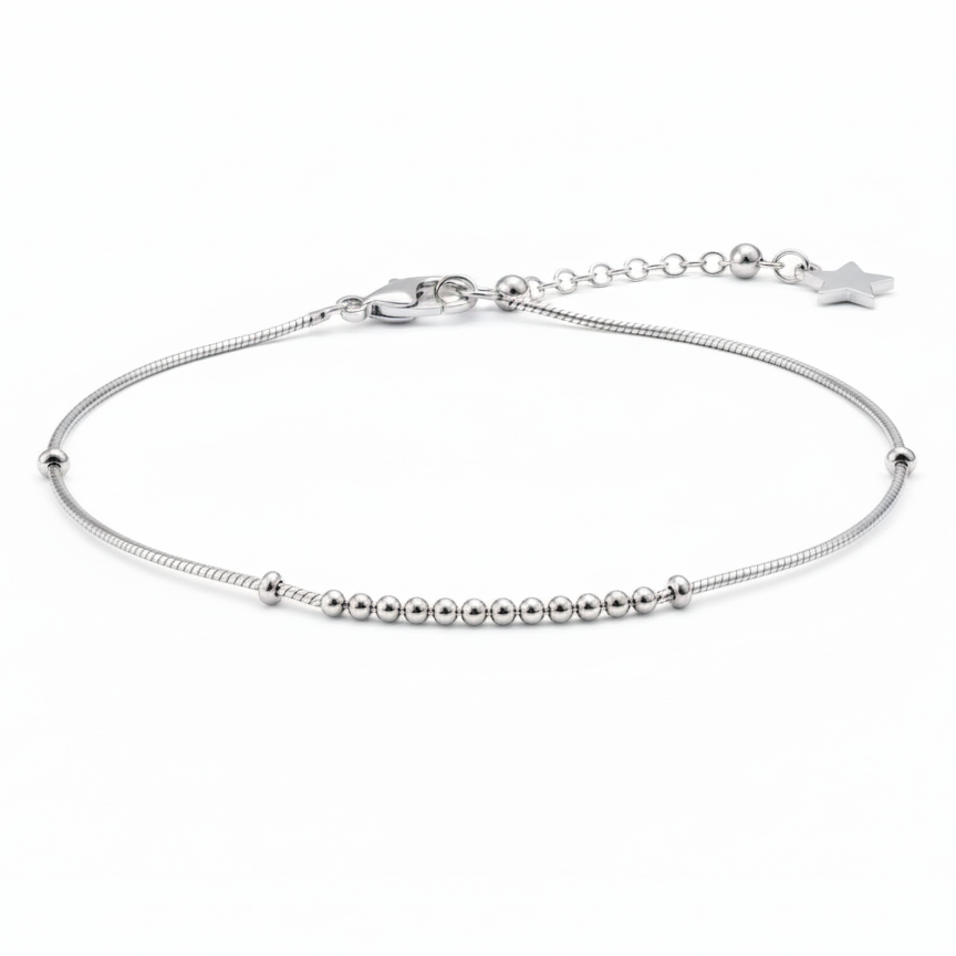 E4 Silver Anklet for Women on white - Rivansh