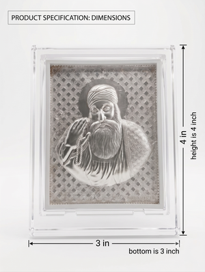 Guru Nanak Dev Ji Pure Silver Acrylic Frame