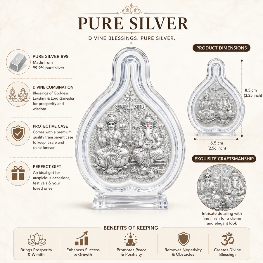 Ganesh Lakshmi Pure Silver Idol