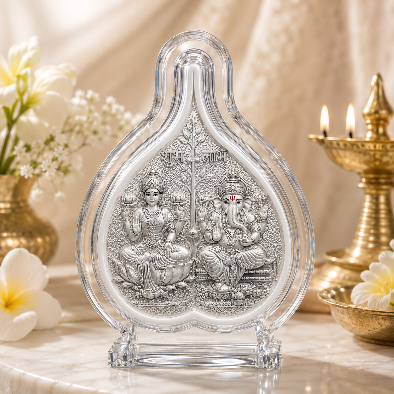 Ganesh Lakshmi Pure Silver Idol themed photo
