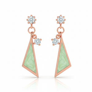 Asymmetrical Rose Gold & Zircon Silver Earrings