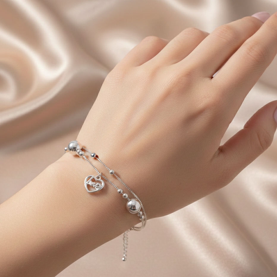 Love Heart - Sterling Silver Bracelet