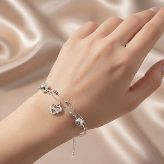 Love Heart - Sterling Silver Bracelet