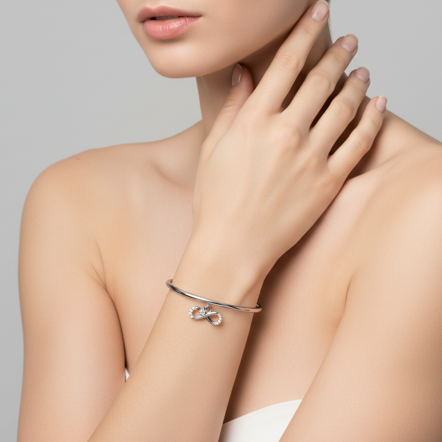 Silver Shine Infinity Cuff Bracelet