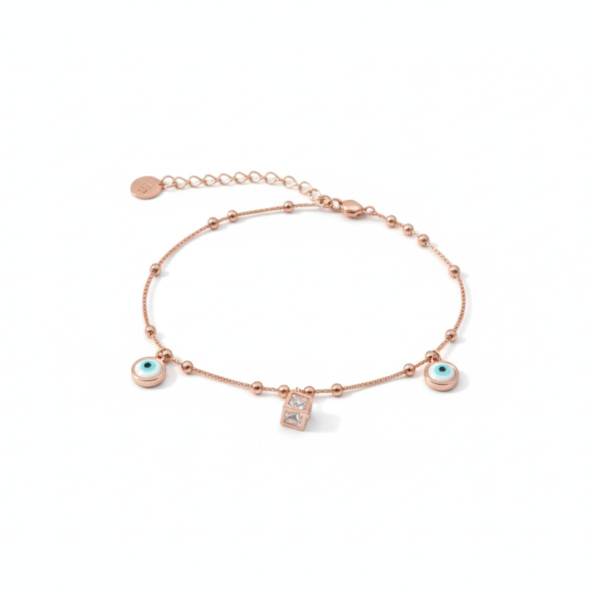 Cubic evil eye anklet 925 Silver