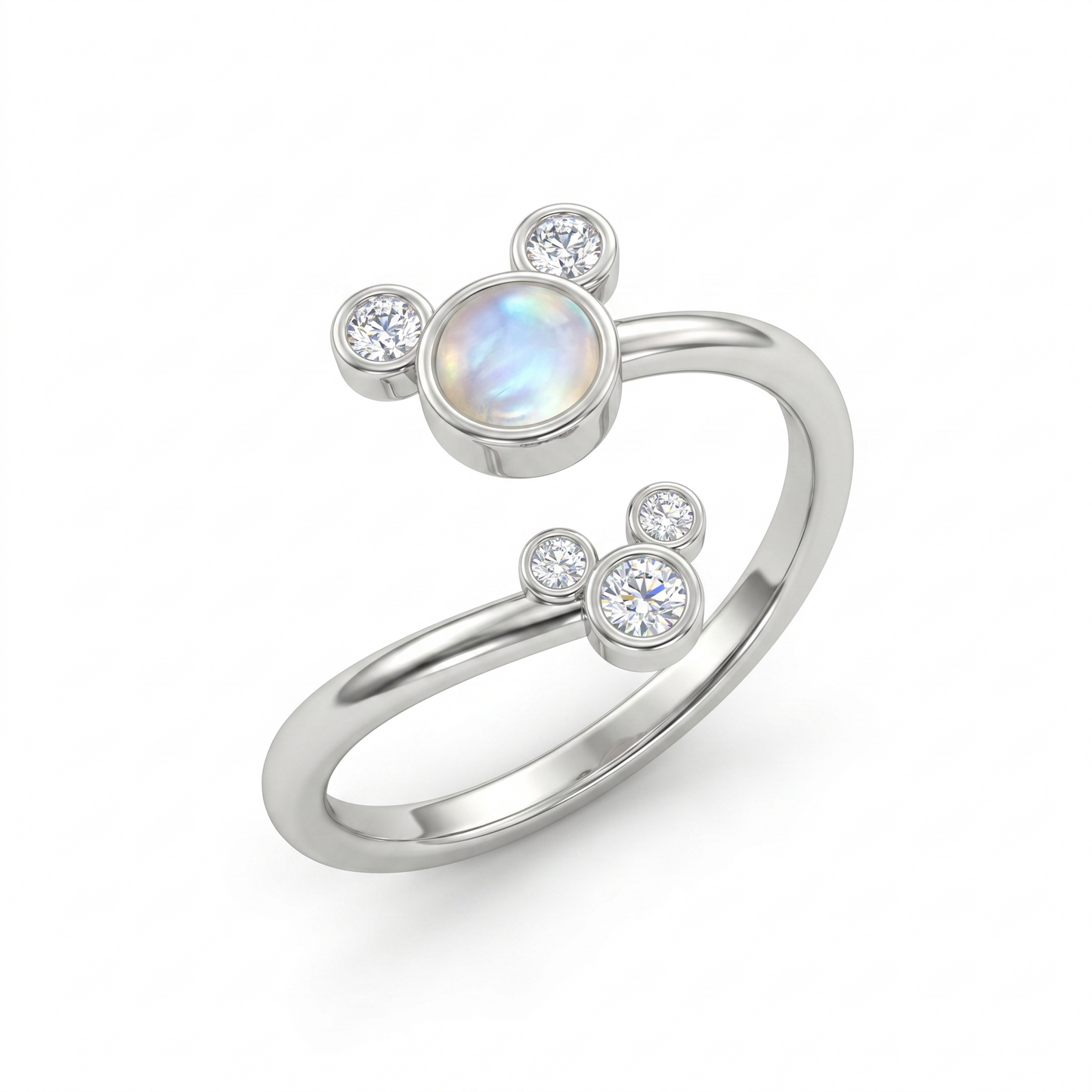 White Circle Zircons 925 Sterling Silver Toe Ring for Women