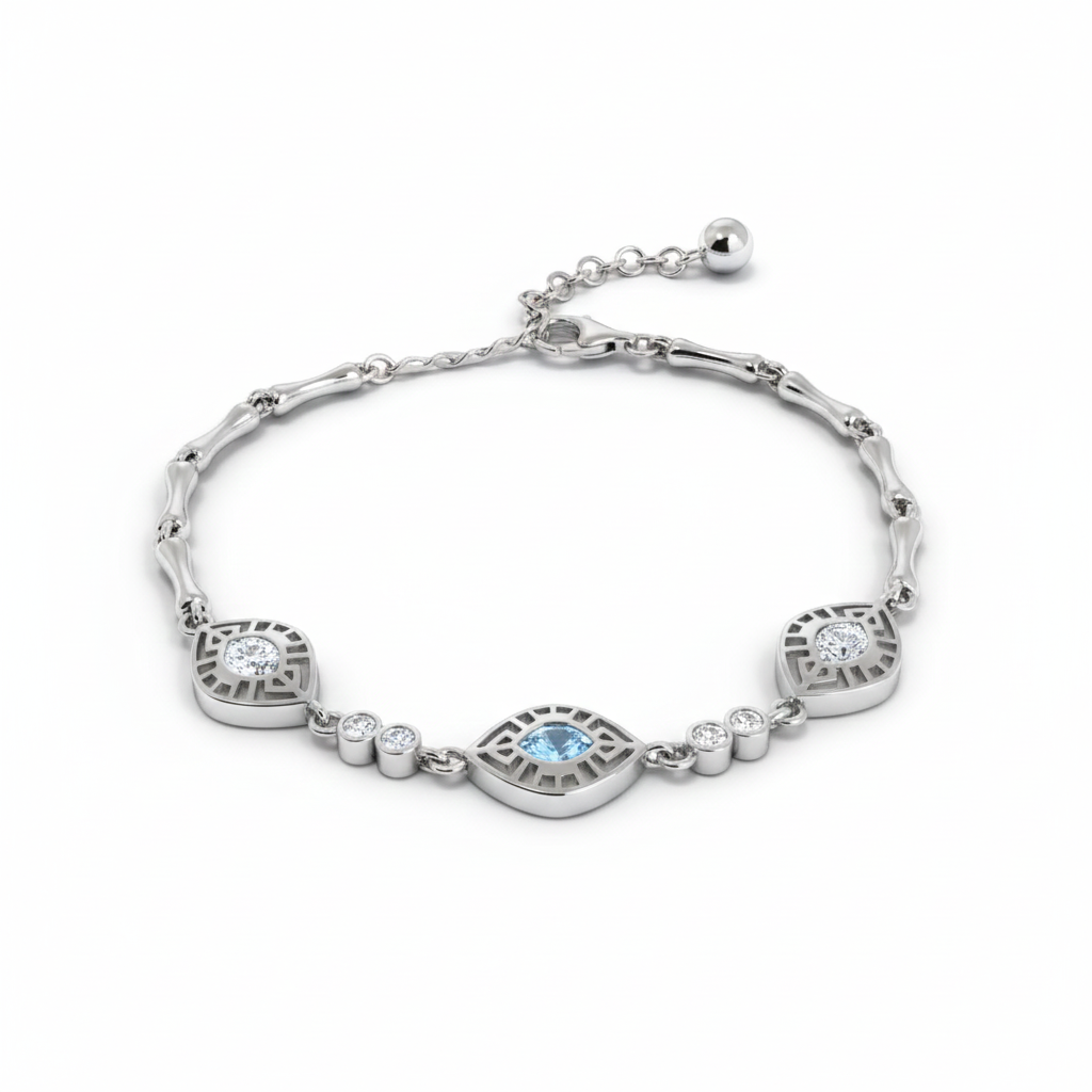 Blue Eye Bracelet - Silver Bracelet for Her