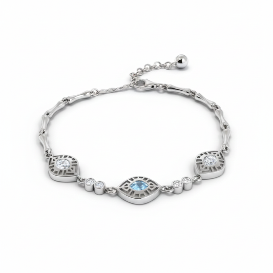 Blue Eye Bracelet - Silver Bracelet for Her