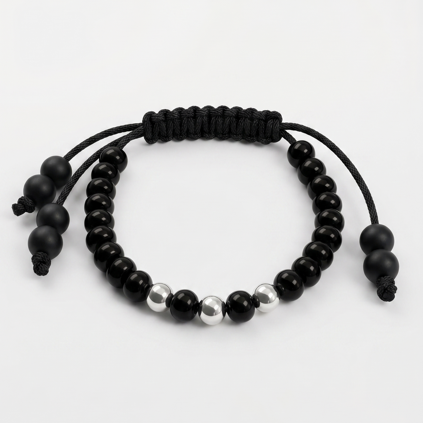 Nazariya in Black thread with Pure Silver Beads