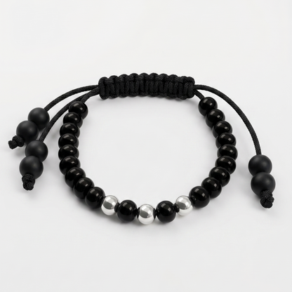 Nazariya in Black thread with Pure Silver Beads