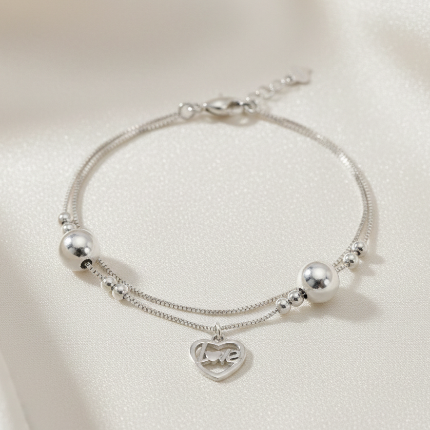 Love Heart - Sterling Silver Bracelet