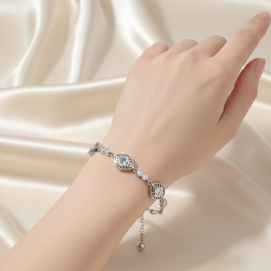 Blue Eye Bracelet - Silver Bracelet for Her