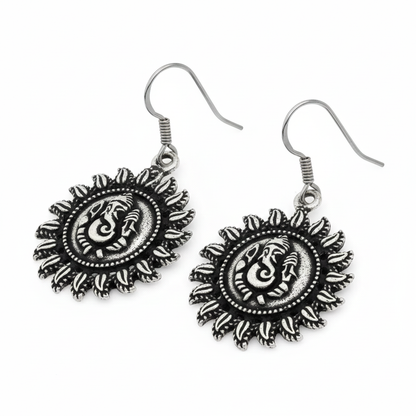 Traditional Lord Ganesh Silver Earrings for Women