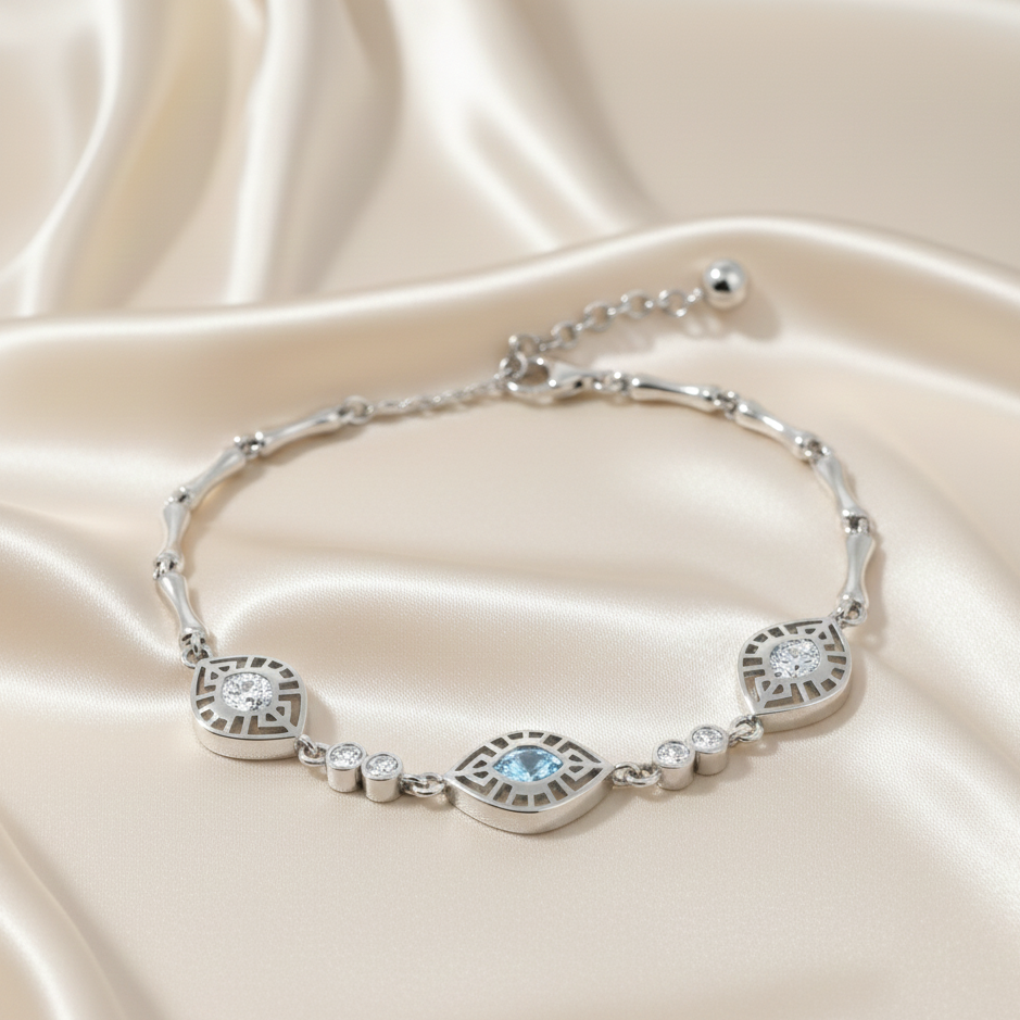 Blue Eye Bracelet - Silver Bracelet for Her