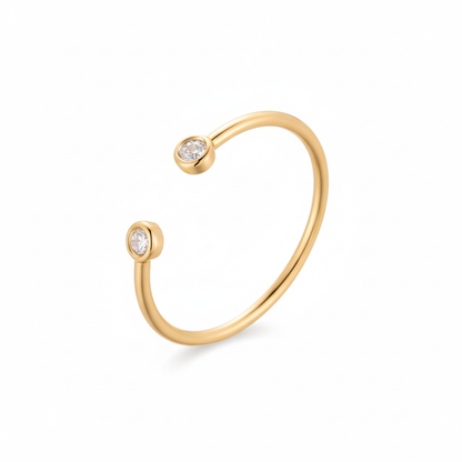 Iris Ring – Bezel Set Moissanite Open 925 Sterling Silver for Women