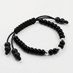 Nazariya in Black thread with Pure Silver Beads
