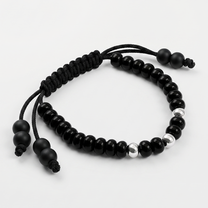 Nazariya in Black thread with Pure Silver Beads