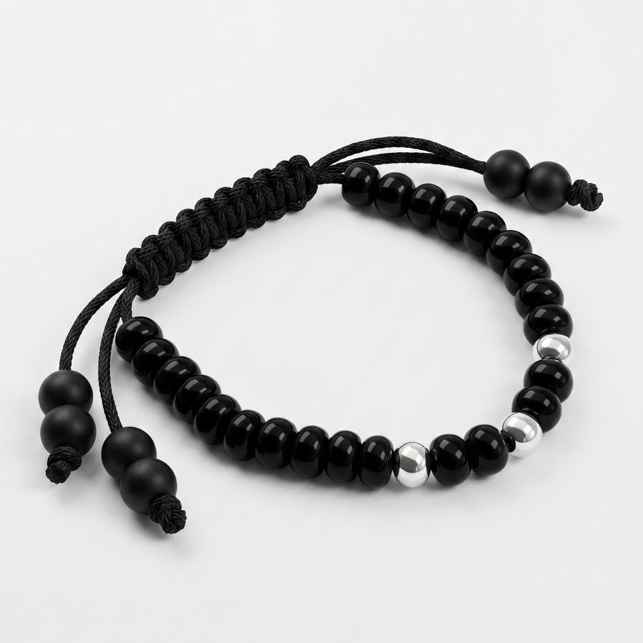 Nazariya in Black thread with Pure Silver Beads