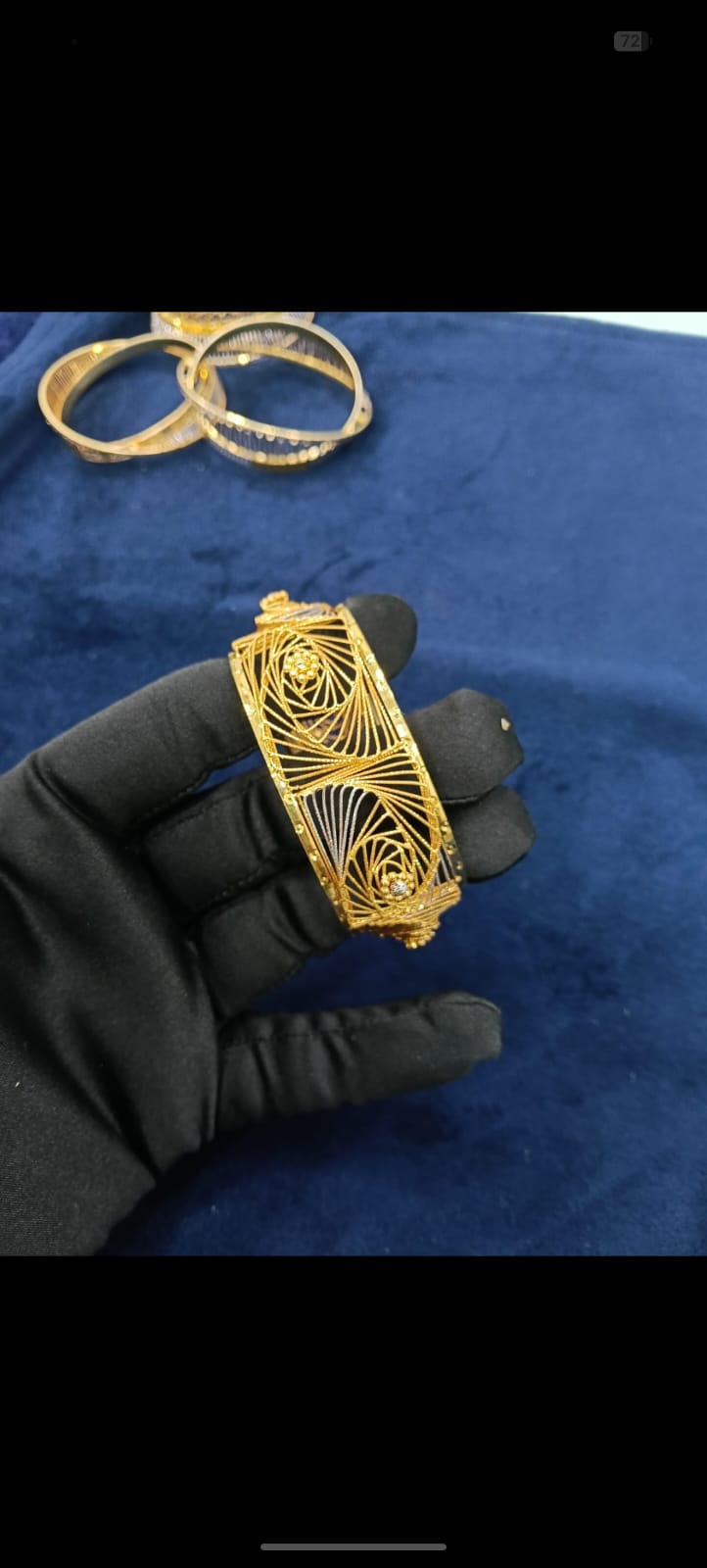 Geometric Openwork Bangles in BIS Hallmarked 925 Sterling Silver featuring a premium 18K gold-plated parametric filament design crafted by Rivansh.
