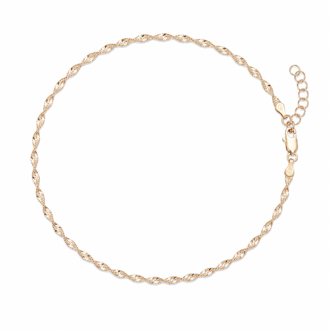 Gold chain anklet on a white background