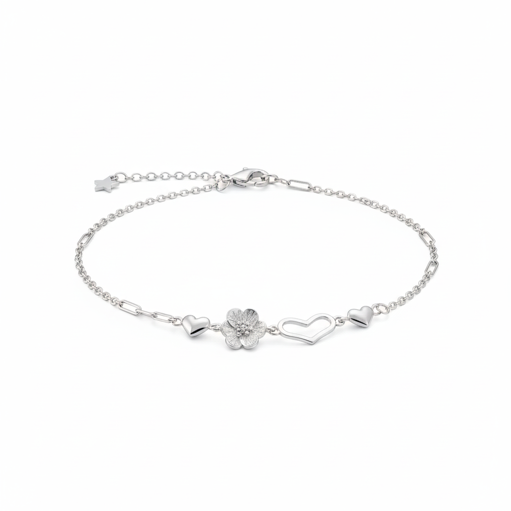Heart Anklet for Women white background - Rivansh