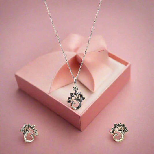 Peacock Oxidized Sterling Silver Pendent Set With Chain For Women - Rivansh