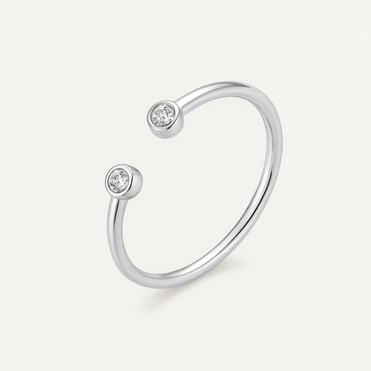 Iris Ring – Bezel Set Moissanite Open Ring in 925 Sterling Silver