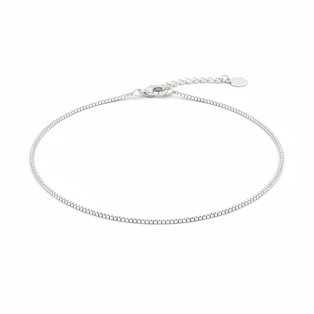 M4 Silver Anklet for Women on white - Rivansh