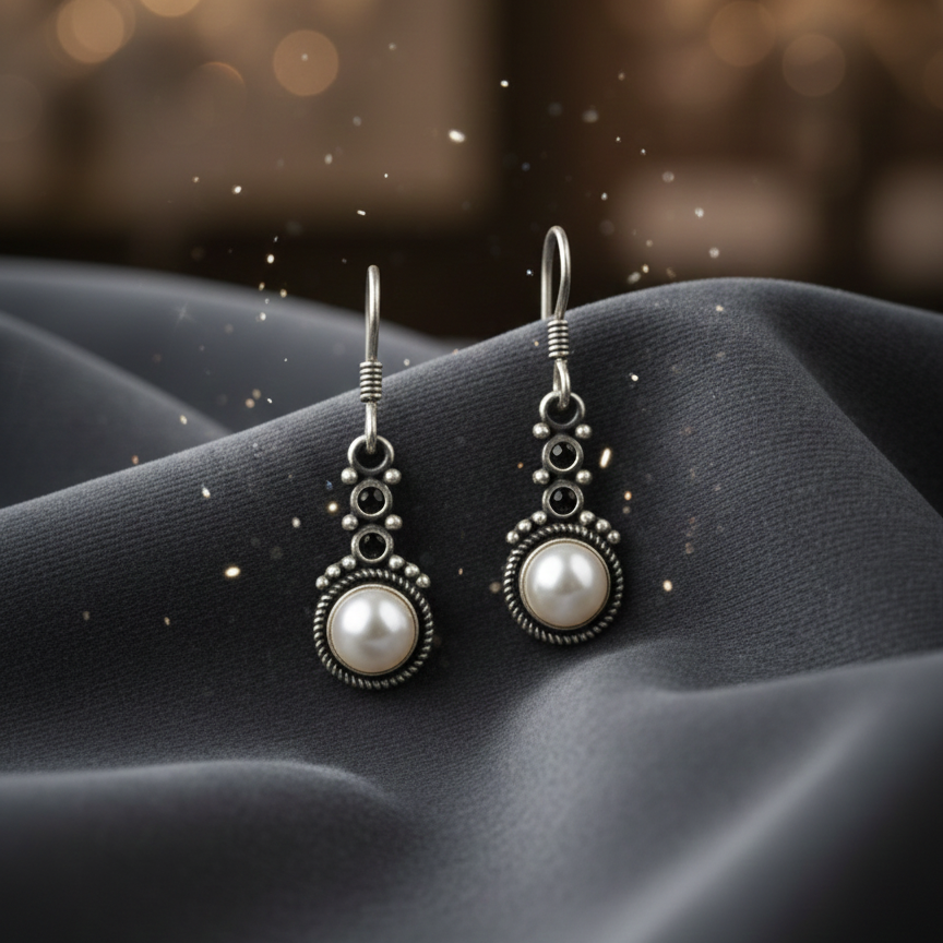 Pearl Hanging Sterling Silver Earrings for Women | 92.5 Silver
