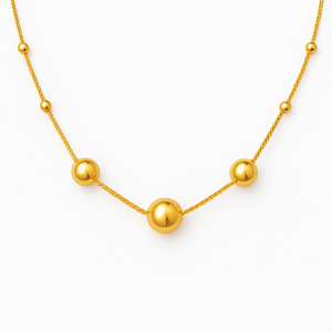 Golden Ball Design 18-Inch Silver Necklace