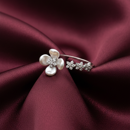 Rivansh 925 Silver Marquise AAA Cubic Zirconia Petal Ring on premium background