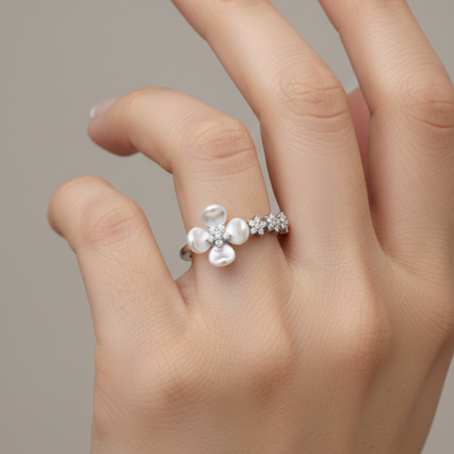 Rivansh 925 Silver Marquise AAA Cubic Zirconia Petal Ring on women ring
