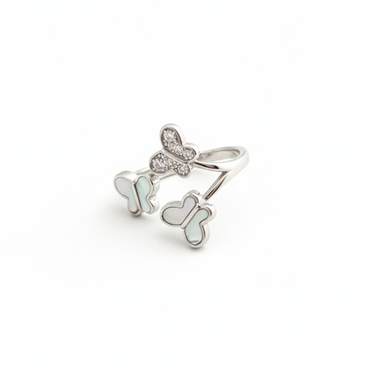 Rivansh 925 Silver Wave AAA Cubic Zirconia Statement Ring