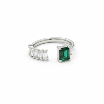 Rivansh horizontal bar stack ring in certified 925 silver set with clean pavé crystal highlights.