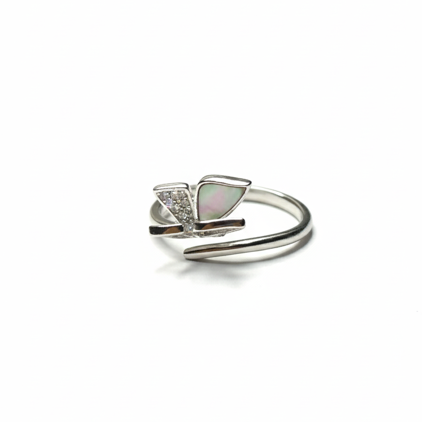 Rivansh horizontal east-west profile minimal solitaire ring in certified 925 fine silver.