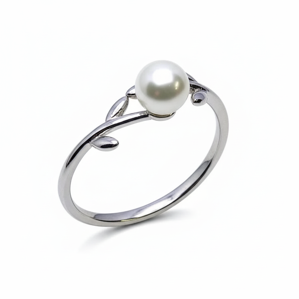 Rivansh minimal pure pearl ring featuring a single genuine freshwater pearl on a thin wire core band.