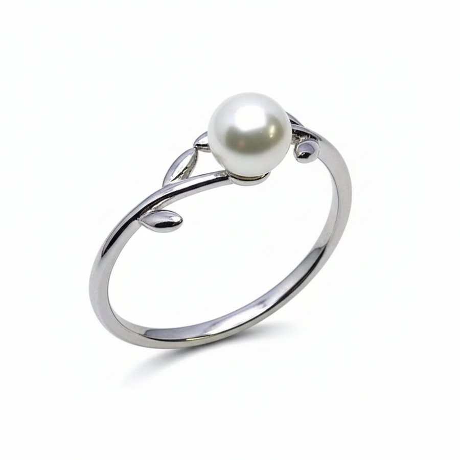 Rivansh minimal pure pearl ring featuring a single genuine freshwater pearl on a thin wire core band.