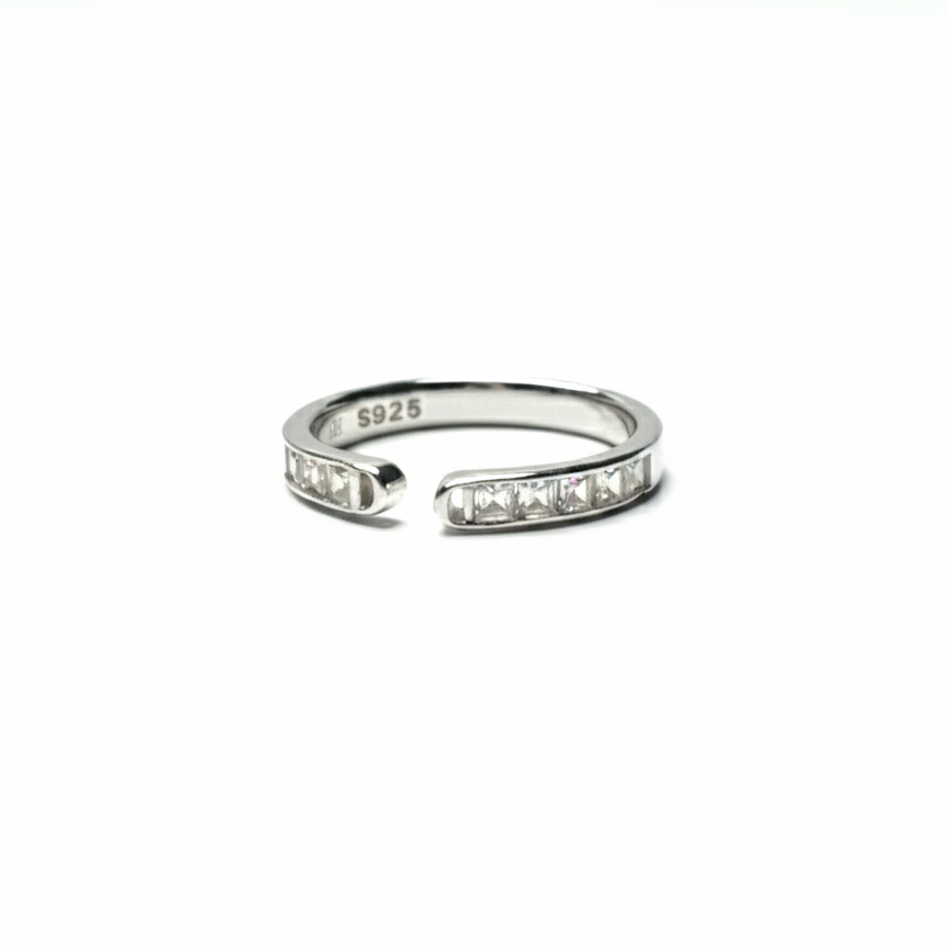 Rivansh modern openwork geometric cutout statement band in mirror-polished 925 silver.