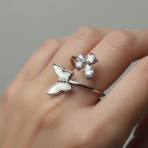 Rivansh 925 Silver Star Cluster AAA Cubic Zirconia Ring