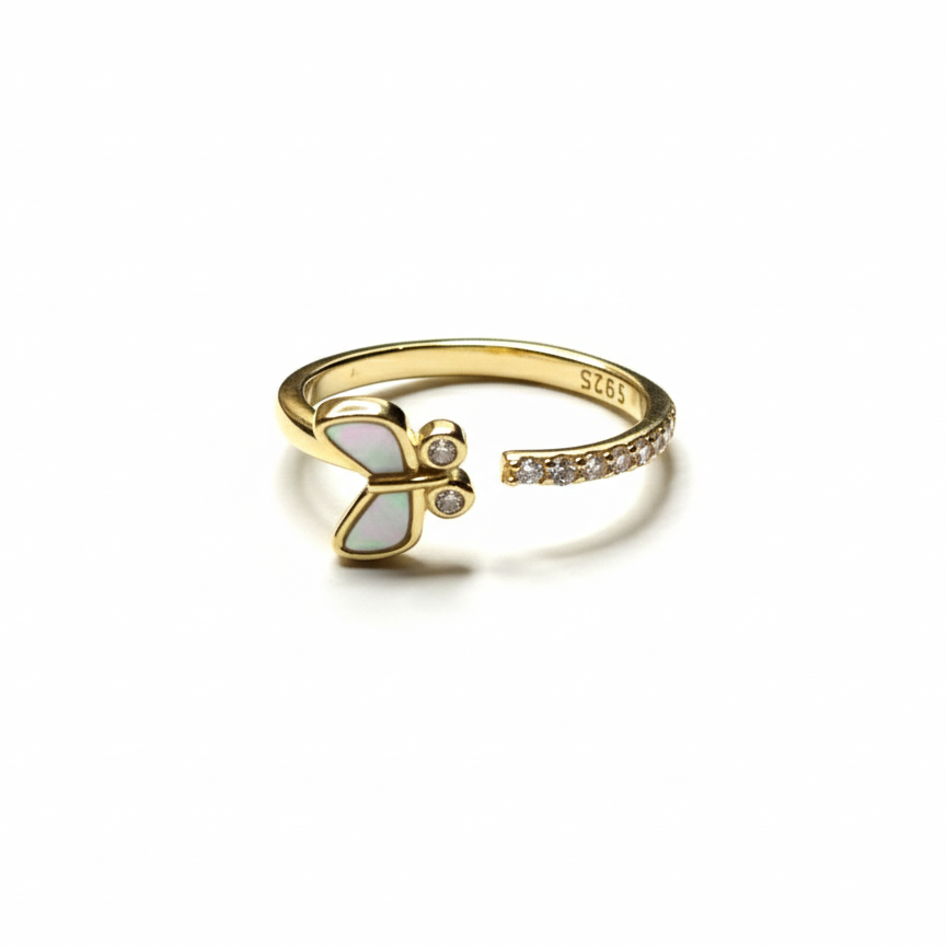 Rivansh open gap dynamic style adjustable ring in 925 silver with dual endpoint AAA Cubic Zirconia accents.