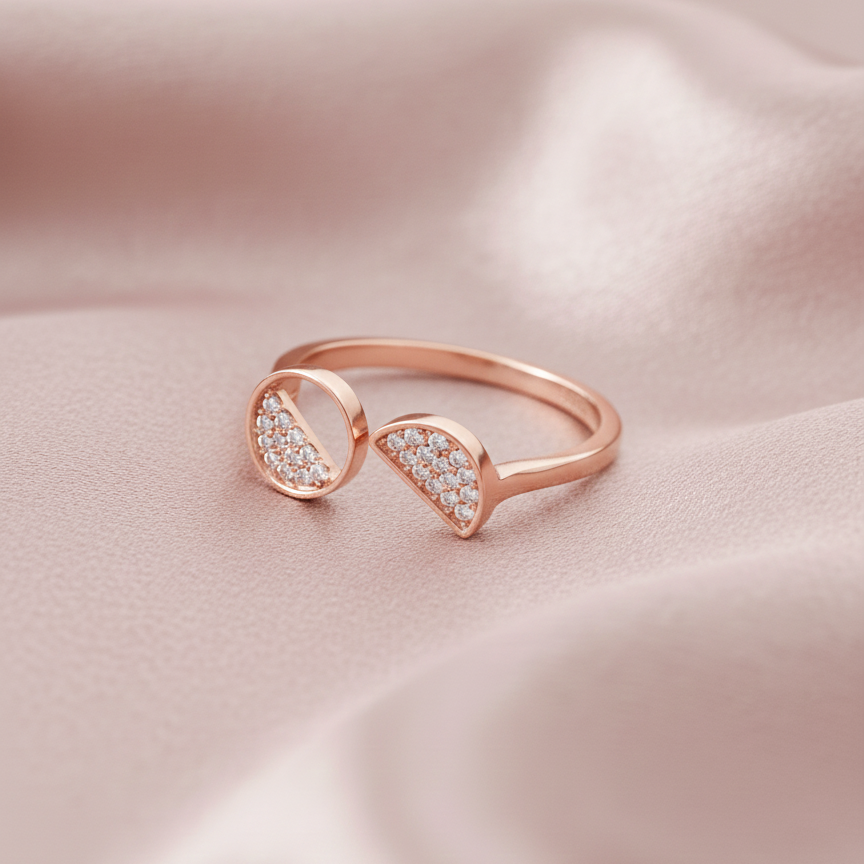 Rivansh petite bloom floral ring in hallmarked 925 fine silver showcasing a cluster blossom arrangement on themed background