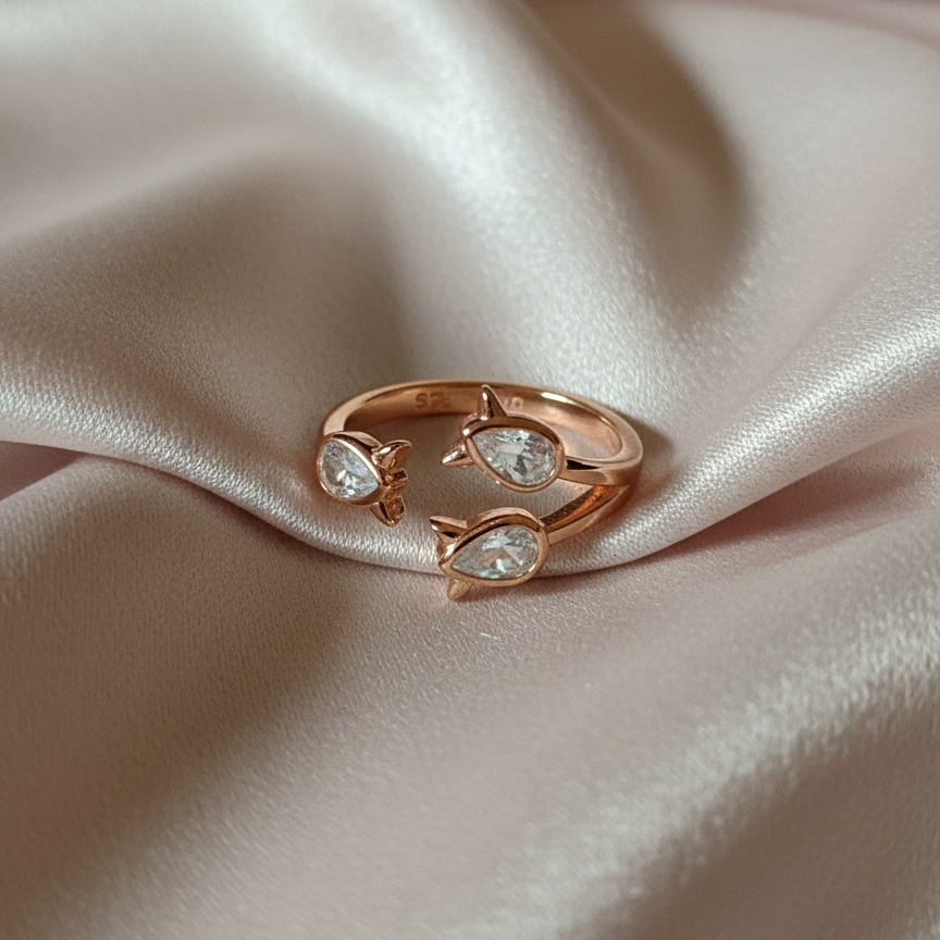 Rivansh split band crossover ring in mirror-polished 925 silver set with fine line micro-pave AAA zircons-theme photo