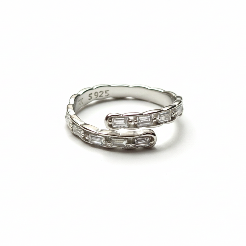 Rivansh star solitaire ring in pure 925 silver featuring a polished twisted rope band setting.