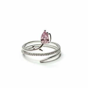 Rivansh 925 Silver Cushion Cut Pink Sapphire Statement Ring