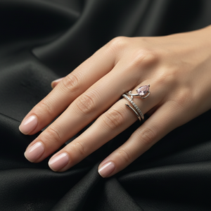 Rivansh 925 Silver Cushion Cut Pink Sapphire Statement Ring