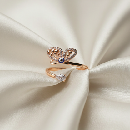 Rivansh v-shape contoured curved tiara ring in 925 silver decorated with micro-pave brilliant stones on premium background