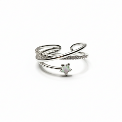 Rivansh wide flat statement band in 925 silver with a central starburst engraved diamond cut setting.
